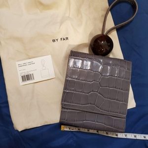 By Far - Ball Hand/Wristbag -Gray Croco Embossed Leather Made in Spain